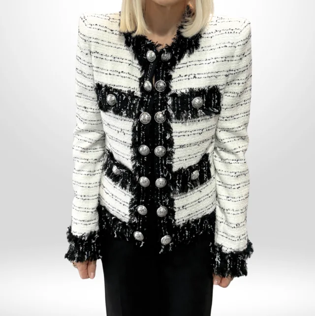 Balmain & White Military Blazer Size 38 in Black from Revivre Luxury Consignment