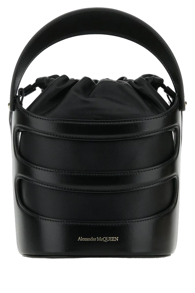 Alexander McQueen Quilted Calfskin Bucket Bag — Black Lb Vitello in Black Calfskin from HEWI