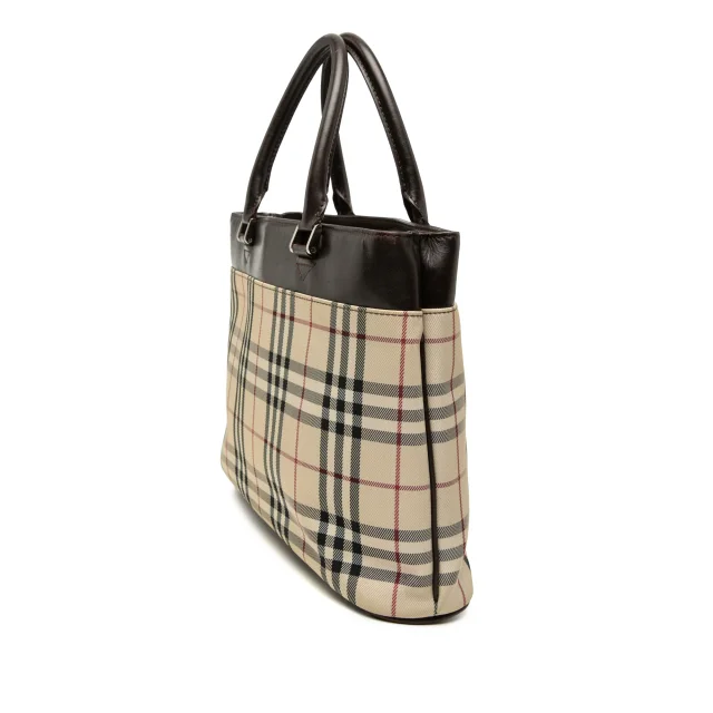 Beige Burberry House Check Canvas Tote in Beige Canvas from Designer Revival, photo 2 of 6
