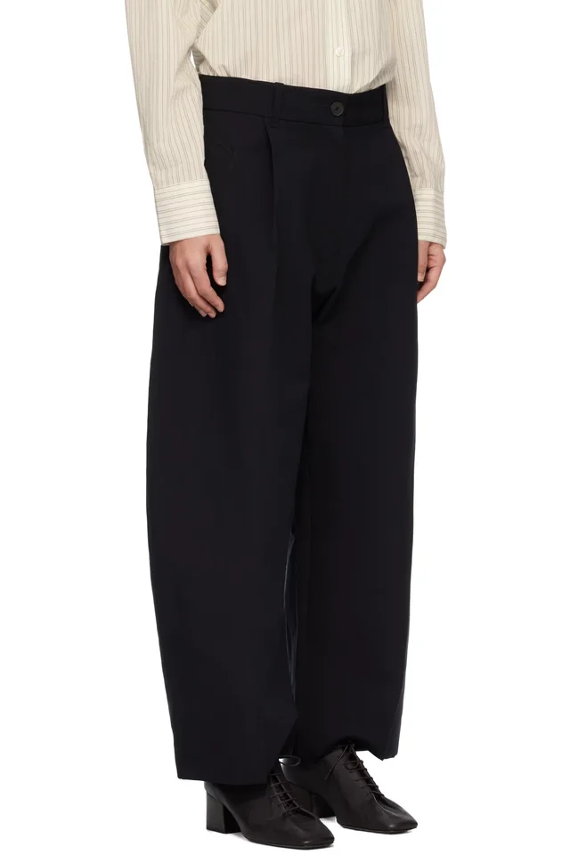 Studio Nicholson Black Minos Trousers, photo 2 of 4 from SSENSE