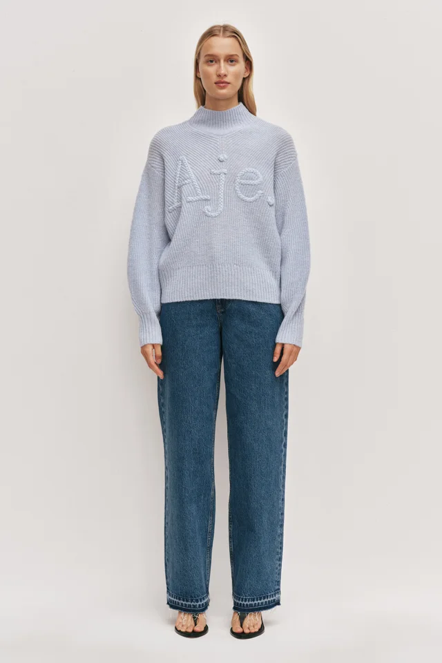 AJE Cassandre Logo Jumper in Blue from Aje, photo 1 of 1