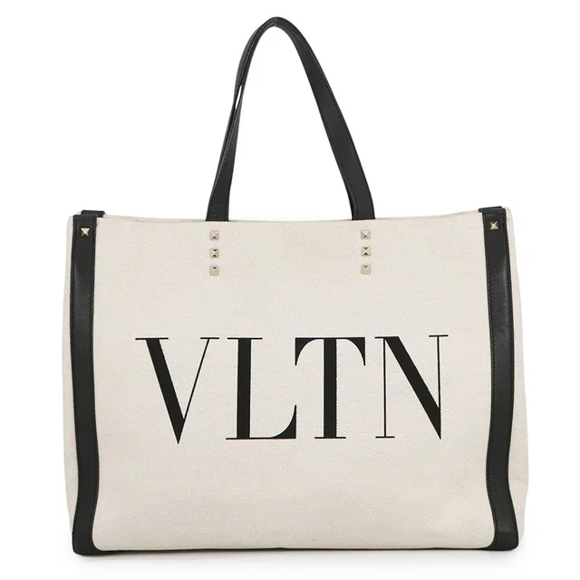 Valentino Garavani Logo Canvas Tote Beige/BlackTW2B0D21FWB Leather Canvas in Beige Canvas from GALLERY RARE