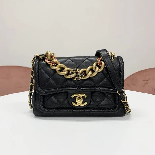 Chanel Quilted CC Logo Chain 2-Way Shoulder Bag in Lambskin from The Reluxe