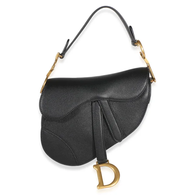 Dior Black Grained Calfskin Mini Saddle Bag in Black Caviar leather from myGemma, photo 2 of 2