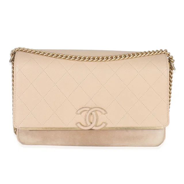 Chanel Beige Quilted Caviar Suede Lady Coco Chain Flap Bag Beige; Neutral Leather; Handbag in Beige Caviar leather from HEWI