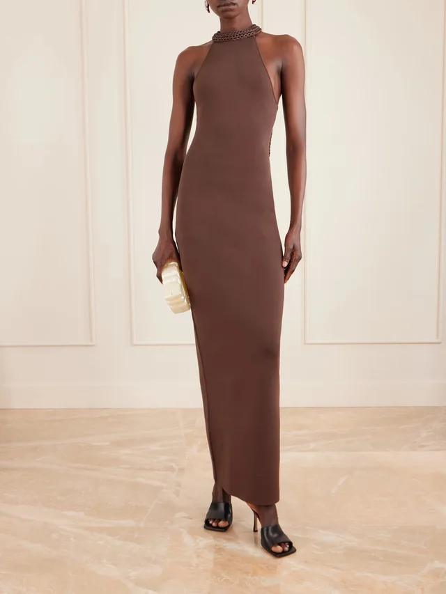 CULT GAIA Cassidy knitted halterneck maxi dress in Brown, photo 2 of 2 from NET-A-PORTER (Canada)