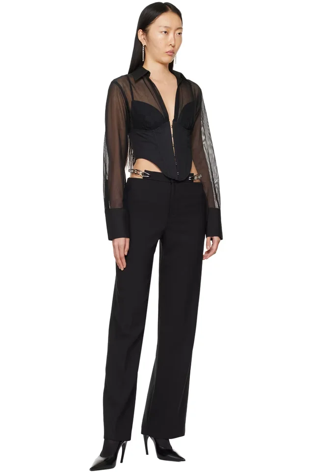 Dion Lee Black Chain Link Trousers, photo 4 of 4 from SSENSE