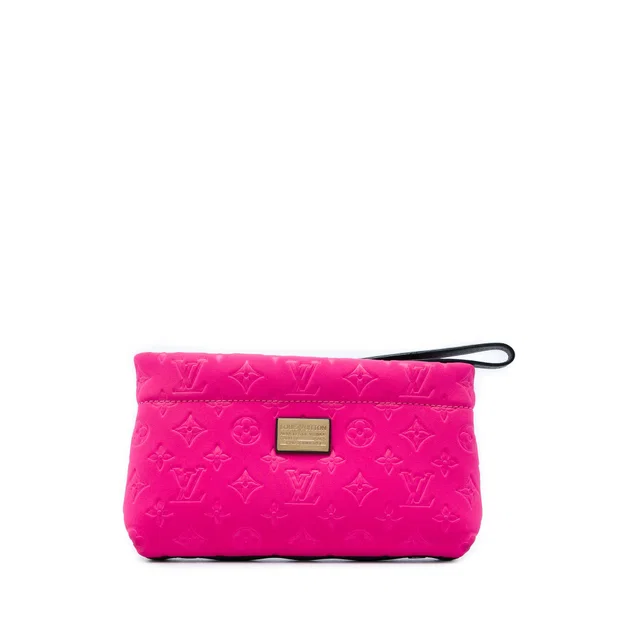 Pink Louis Vuitton Monogram Embossed Neoprene Scuba Clutch in Pink Leather from Designer Revival