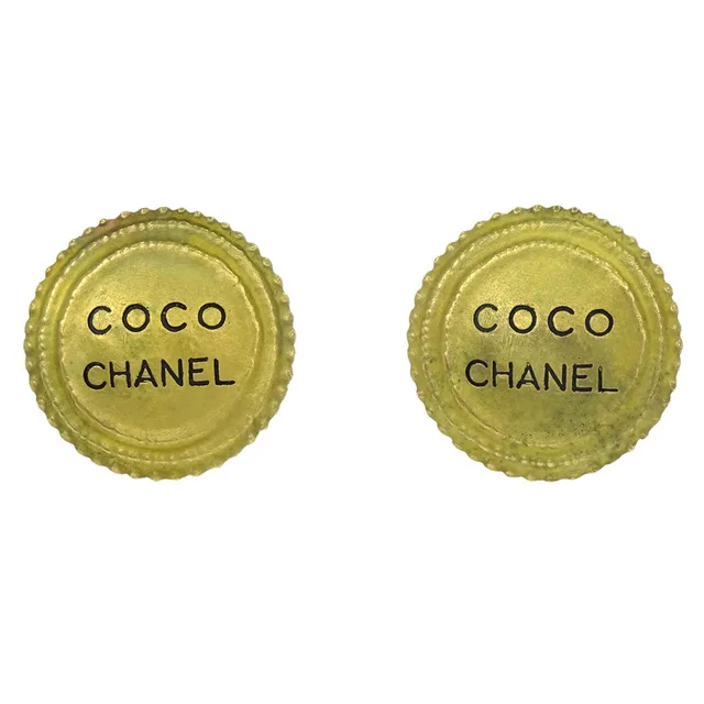 Chanel Button Clip-On Earrings Gold 94P in Gold from AMORE Vintage Tokyo