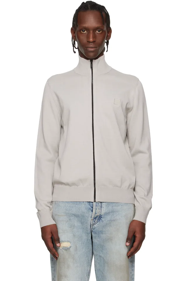 Gray Cotton Cashmere Knitted Logo Patch Sweatshirt, image 1 of 1 from SSENSE