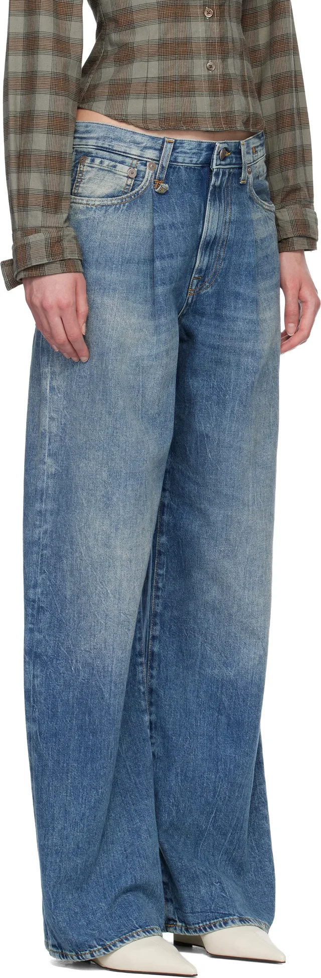 R13 Blue Wide Damon Jeans, photo 2 of 4 from SSENSE