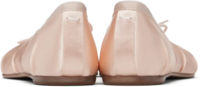 Maison Margiela Pink Tabi Satin Ballerina Flats, photo 6 of 8 from SSENSE