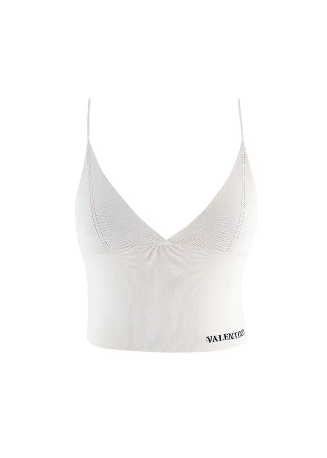 Valentino Garavani Fine Knit White Strappy Vest in White from HEWI