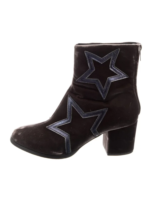 Jimmy Choo Velvet Leather Trim Embellishment Boots in Velvet from The RealReal