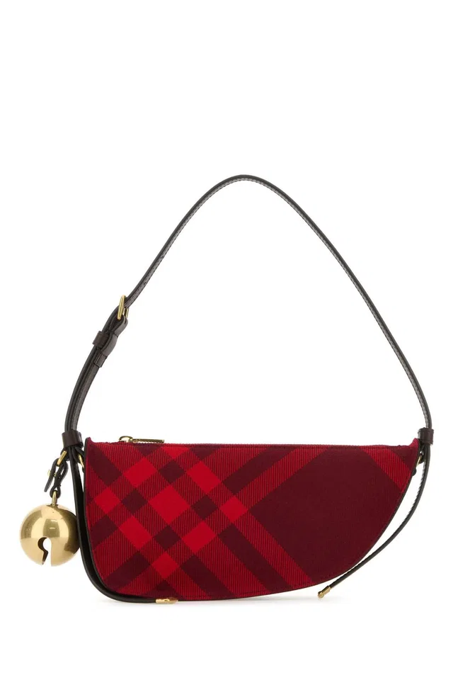 Burberry Check Pattern Shoulder Bag — Red in Red Lambskin from HEWI