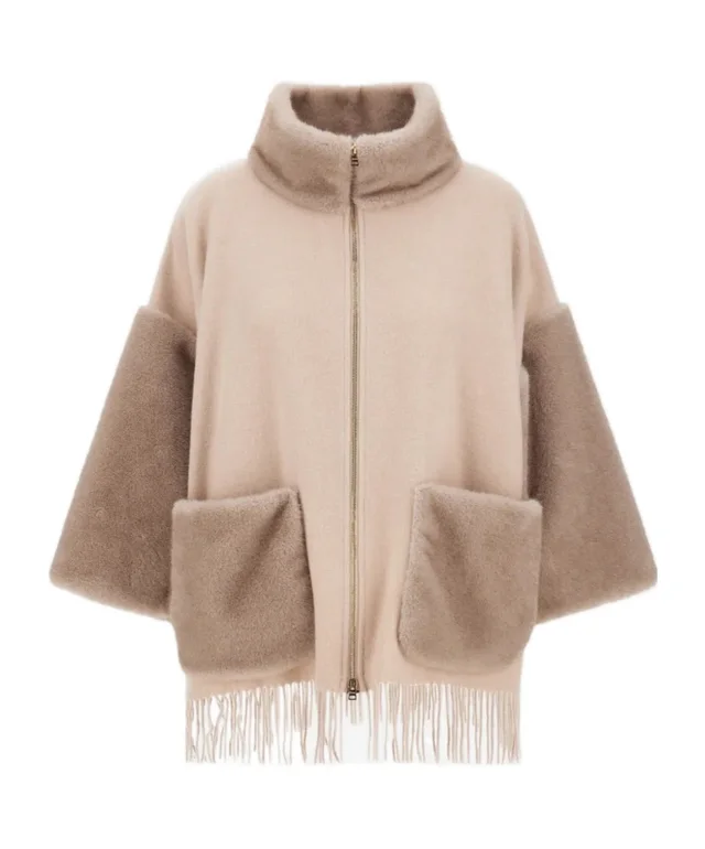 Herno WOOL CASHMERE AND MINK-EFFECT MÉLANGE PONCHO from SENSER, photo 1 of 1