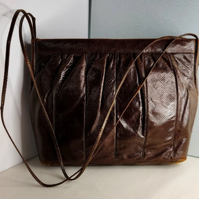 Judith Leiber Vintage Brown Snakeskin Leather Shoulder Bag in brown|red Leather from Poshmark
