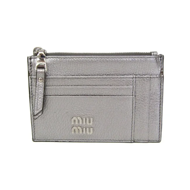 Miu Miu Coin Card Holder Women's Leather Coin Purse/coin Case Silver in Silver Leather from Elady