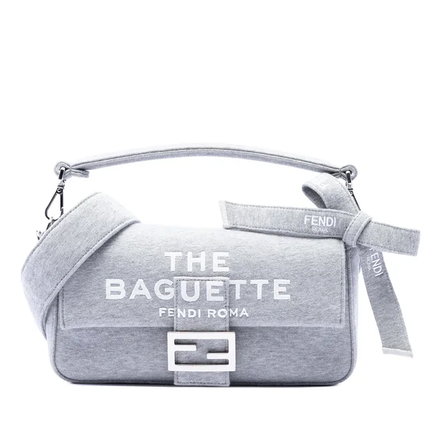 Grey Fendi Marc Jacobs Medium Jersey Logo Baguette Satchel in Grey from Designer Revival