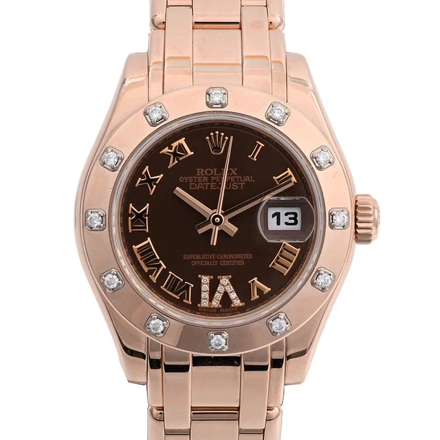 Rolex Circa 2010 12P Diamond Datejust Pearlmaster 29mm 80315 Automatic Brown in Brown from VINTAGE QOO TOKYO