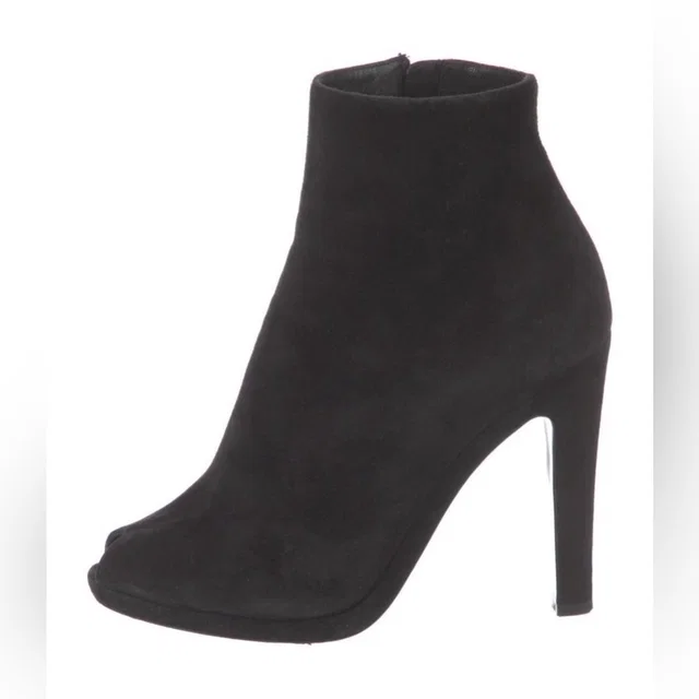 Jil Sander Jill Sander Black Suede Peep Toe Heeled Ankle Booties Sz 37 in black Suede from Poshmark