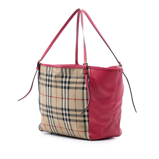 Burberry Small Haymarket Check Canvas and Leather Canterbury Tote in Beige Canvas from Designer Revival, photo 2 of 9