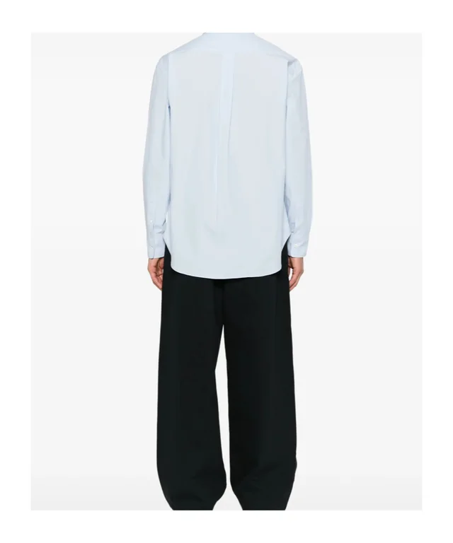 J.W.Anderson Mens persimmon applique shirt in pale blue, photo 3 of 4 from SENSER