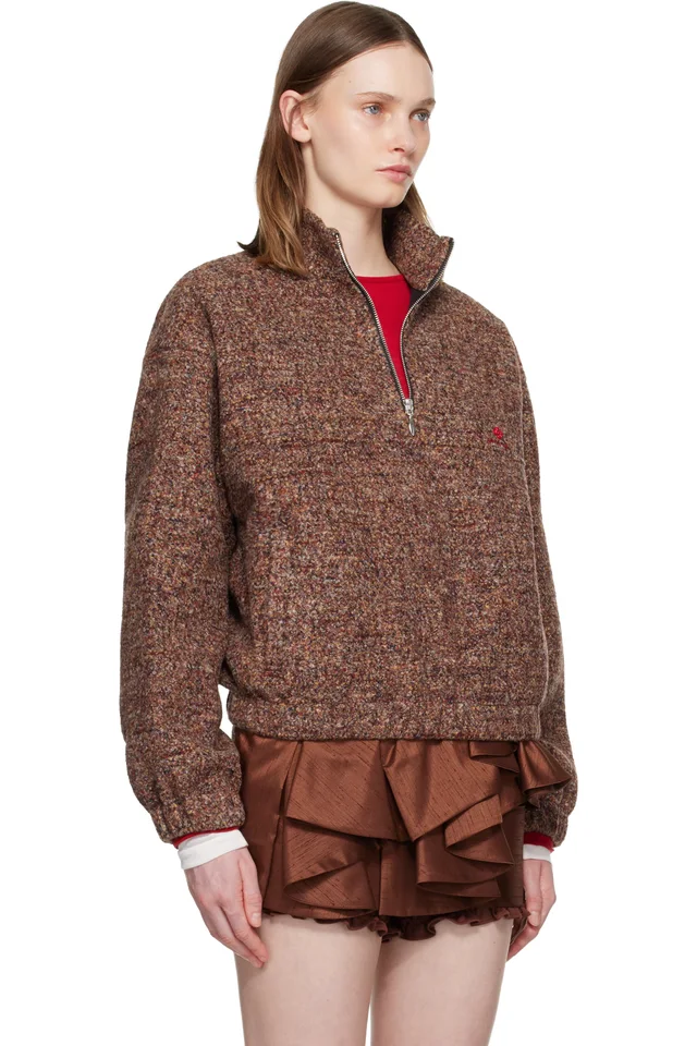 SHUSHU/TONG Brown Stand Neck Pullover Sweater, photo 2 of 4 from SSENSE