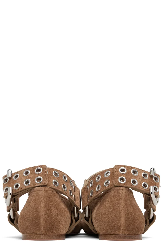ALAÏA Brown Biker Ballerina Flats, photo 2 of 4 from SSENSE