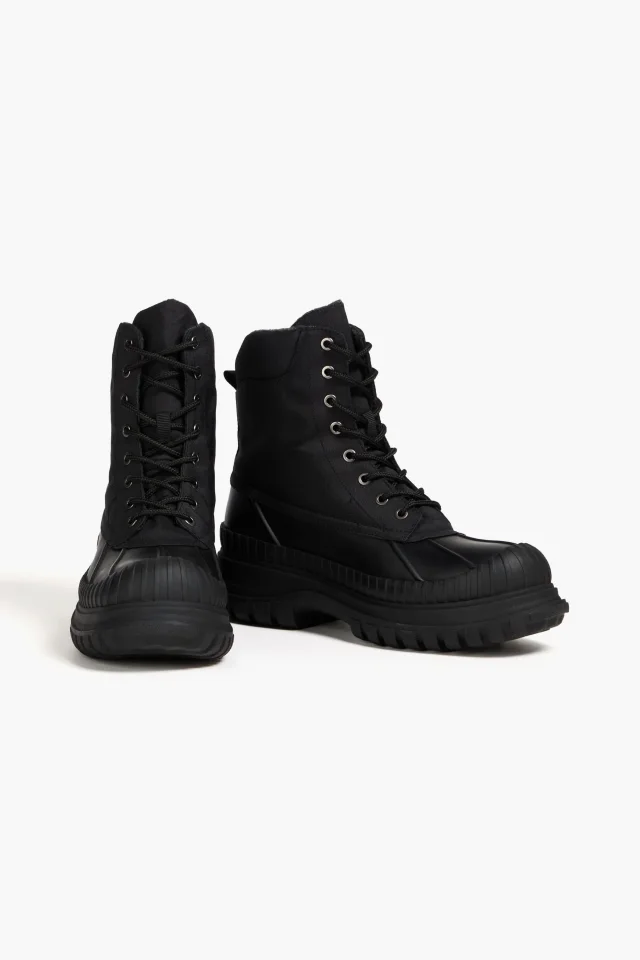 Ganni Canvas Lug-Sole Ankle Boots in Black, photo 2 of 4 from THE OUTNET