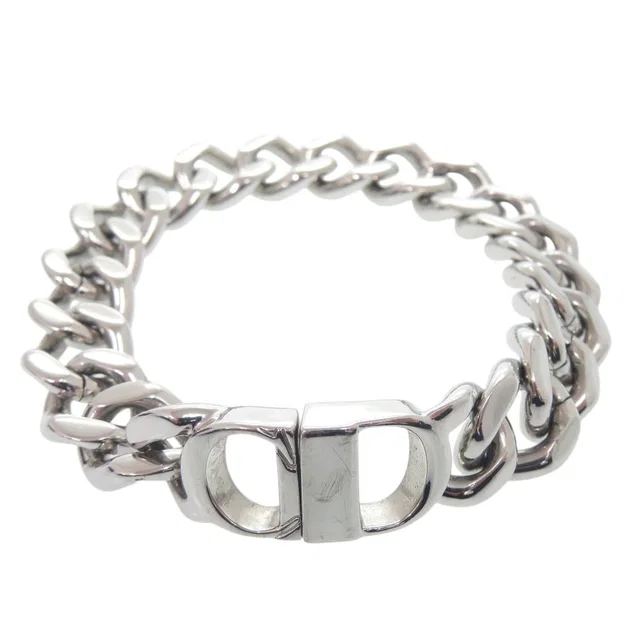Dior Logo Icon Chain Link Bracelet Metal Silver in Silver from The Reluxe