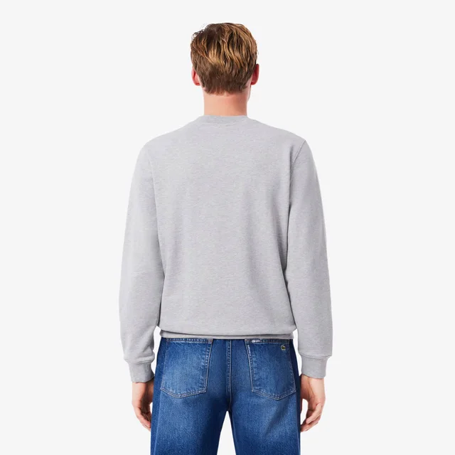 Lacoste Men's Classic Fit Printed Crew Neck Sweatshirt in Grey Chine Cotton fleece, photo 3 of 9 from Lacoste