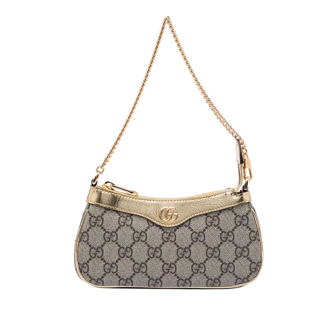 Beige Gucci Mini GG Supreme Ophidia Shoulder Bag in Beige Coated canvas from Designer Revival