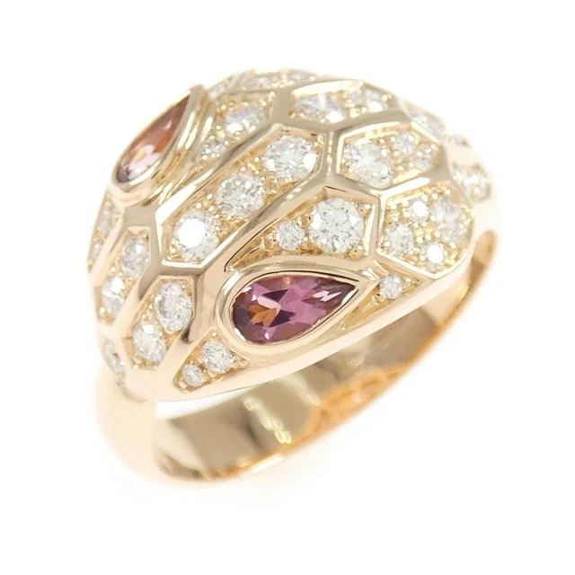Bvlgari Serpenti 750 Pink Gold Diamond Tourmaline Ring Size 17 in Pink from LuxUness