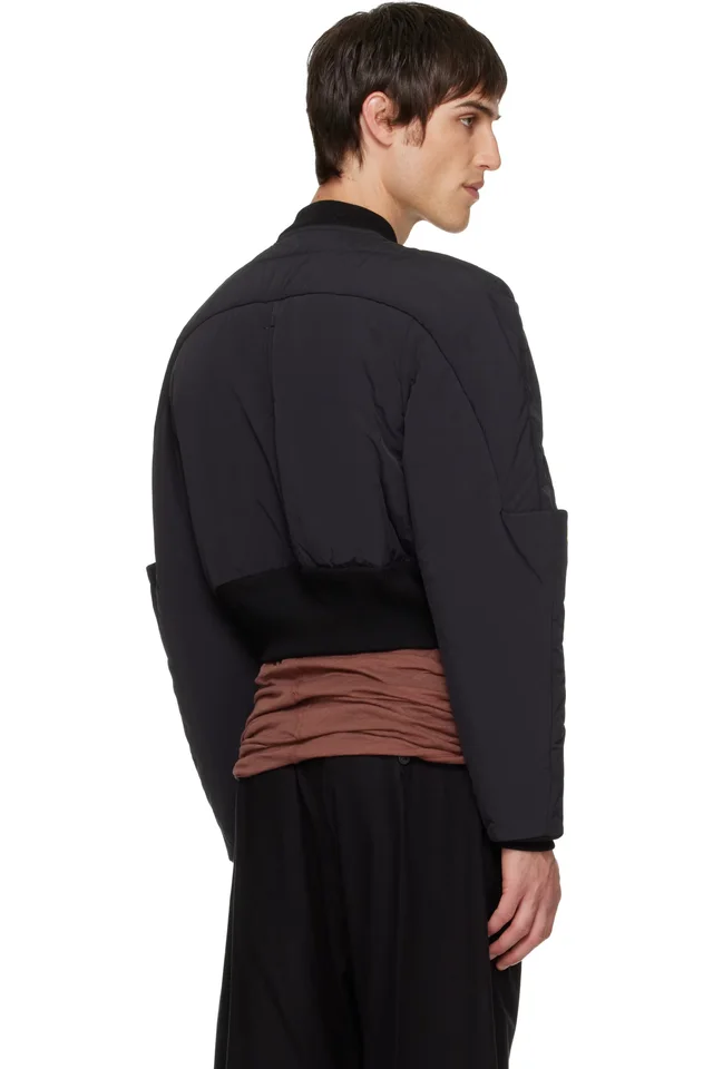 Rick Owens Black Concordians Girdered Down Bomber Jacket, photo 3 of 4 from SSENSE