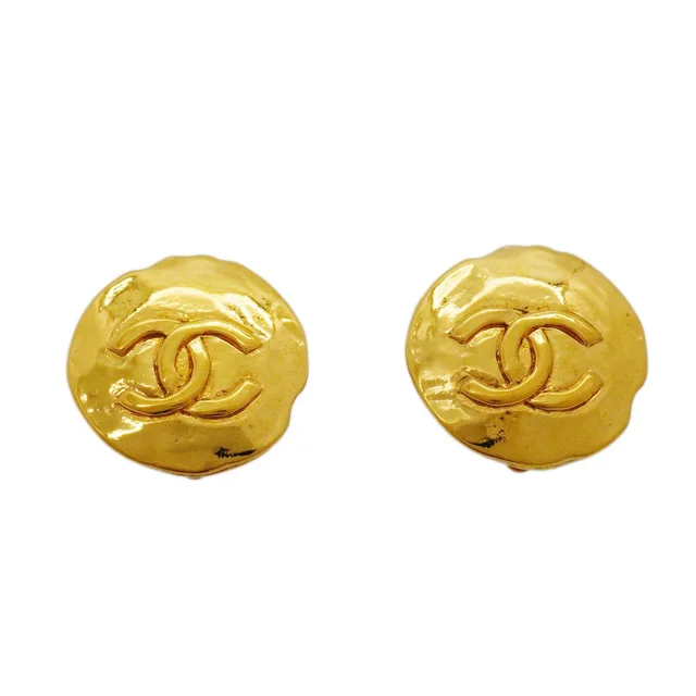 Chanel Earrings Vintage CC Logo Gold Plated in Gold from The Reluxe
