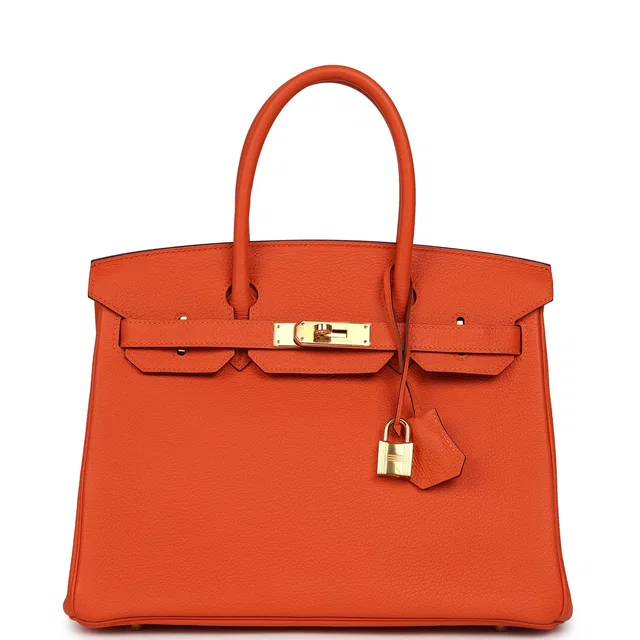 Hermès Birkin 30 Feu Togo Gold Hardware in Orange Togo leather from Madison Avenue Couture
