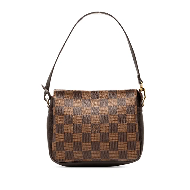 Brown Louis Vuitton Damier Ebene Trousse Pochette Handbag in Brown Canvas from Designer Revival