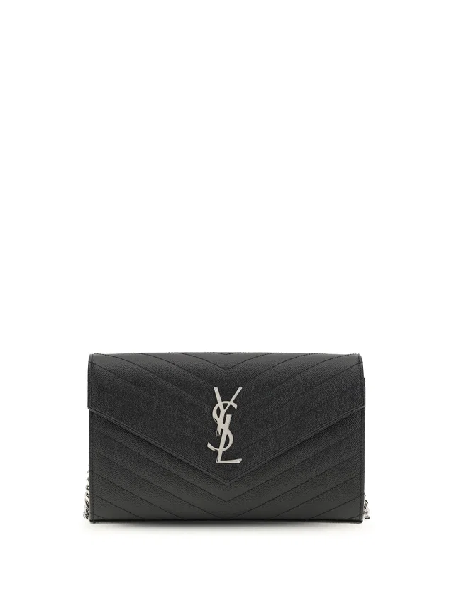 Saint Laurent Chain Wallet — Black Calf Leather Bos Taurus in Black Calfskin from HEWI
