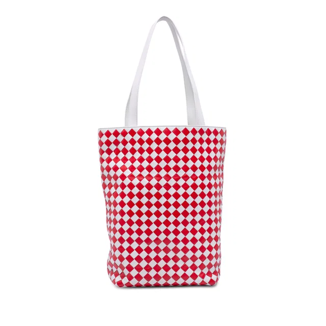 White Bottega Veneta Nappa Intrecciato Check Avenue Tote in White Nappa leather from Designer Revival
