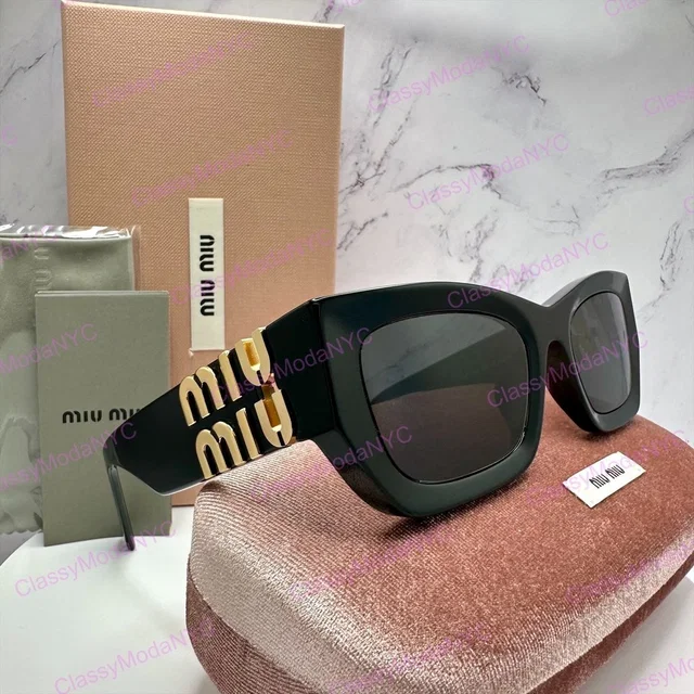 Miu Miu Sunglasses New Black Acetate Gold Metal Logo Square Cat Eye Authentic in gold|black from Poshmark