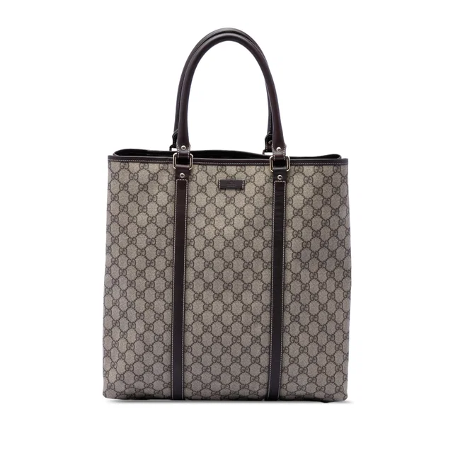 Beige Gucci GG Supreme Joy Vertical Tote in Beige Coated canvas from Designer Revival