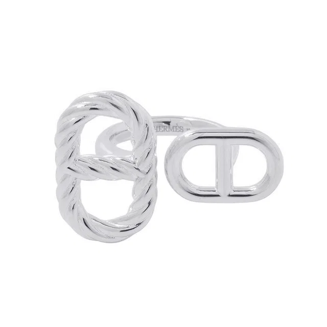 Hermès Chaine d'Ancre Area 2 Torsade Ring Size 52/#12H126635B SV925 from GALLERY RARE