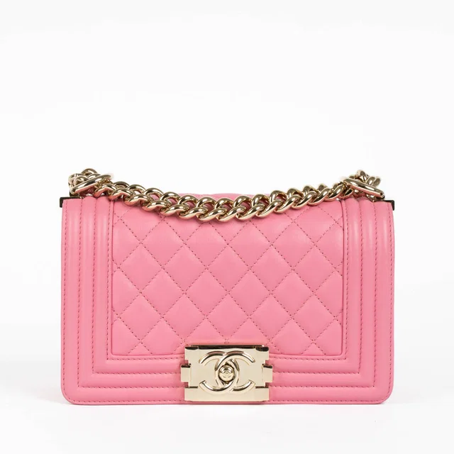 Pink Calfskin Small Boy Chanel Bag in Pink Calfskin from Labellov