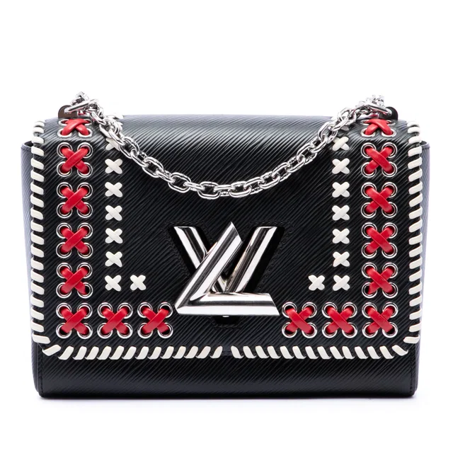 Black Louis Vuitton Epi Tricolor Embroidered Twist MM Crossbody Bag in Black Leather from Designer Revival