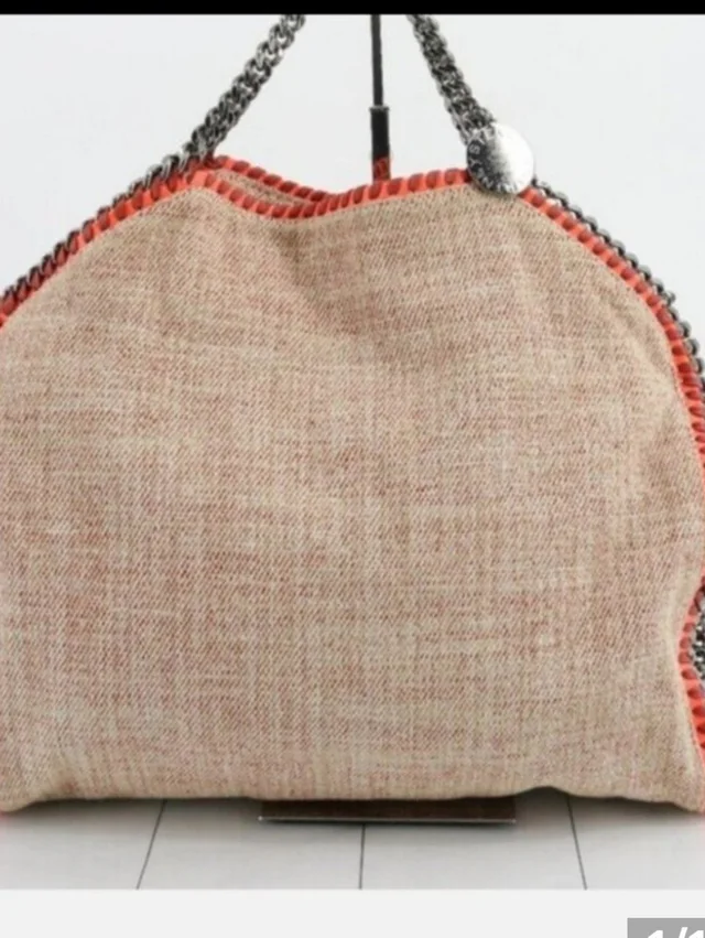 Stella McCartney Falabella Fold Over Pink Tweed Tote With Gunmetal Chain in pink Tweed from Poshmark