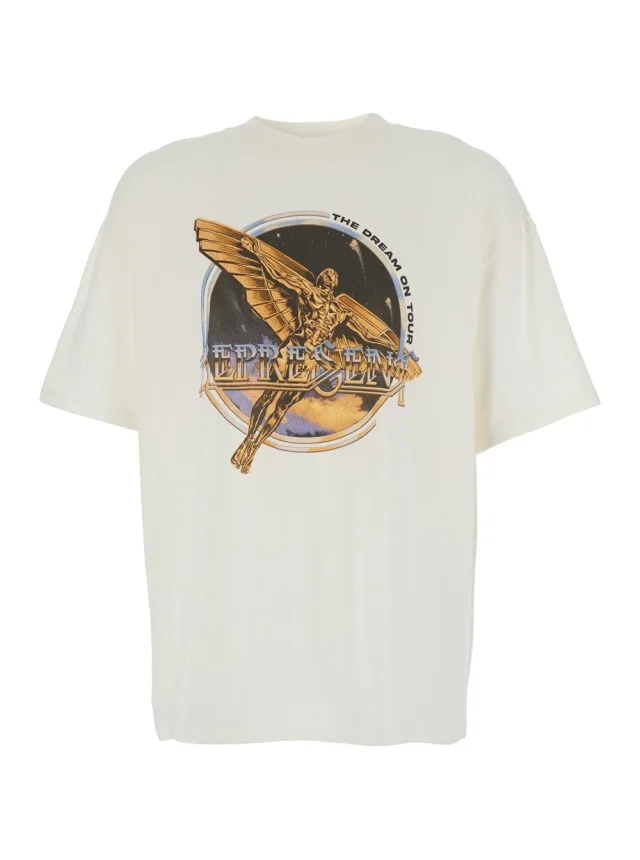 White T-Shirt with Graphic Print on Front and Back for Men in White, image 1 of 1 from Gaudenzi Boutique