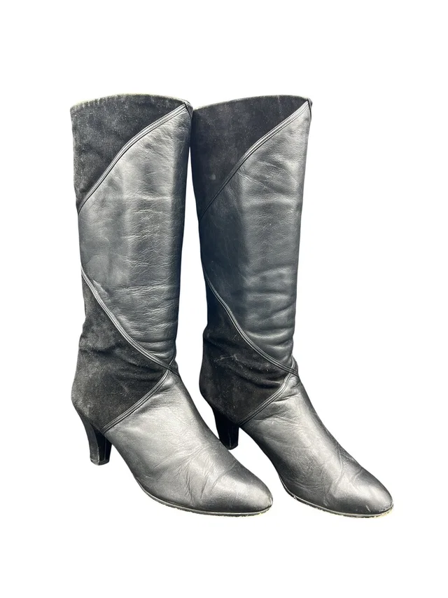 Bally Women Us 5. Vintage Black Leather Knee High Heel Boots 80s Y2k Mod Chic in black Leather from Poshmark