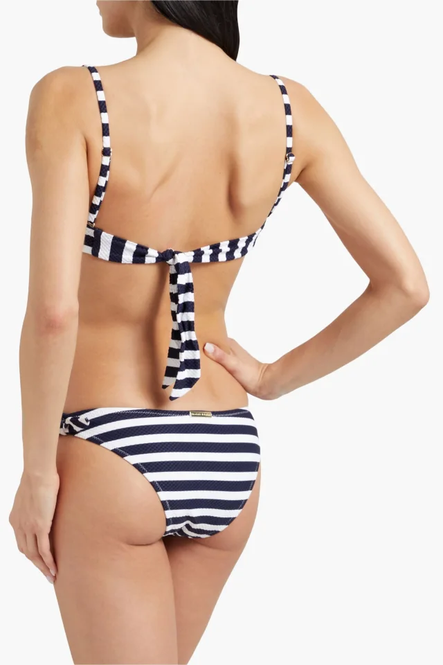 Heidi Klein Knotted Striped Seersucker Underwired Bikini Top in White, photo 3 of 5 from THE OUTNET