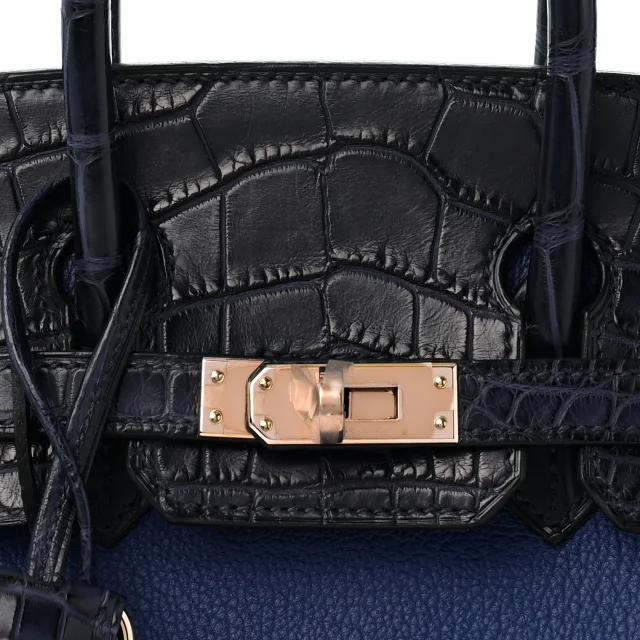Hermès Taurillon Novillo Matte Alligator Birkin Touch 25 Bleu Saphir Marine in Navy Crocodile from FASHIONPHILE, photo 7 of 12
